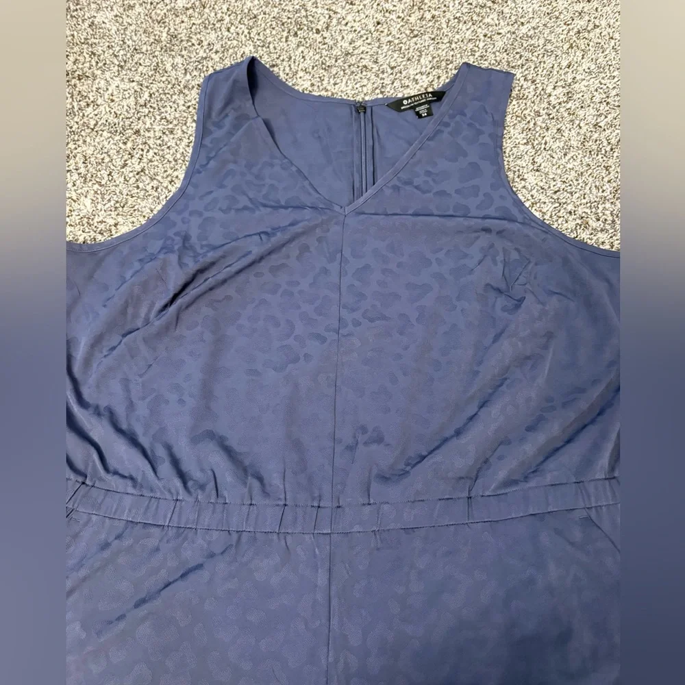 Athleta NWT Brooklyn Textured Jumpsuit Plus Size 24 Sleeveless Navy Blue Leopard - Picture 8 of 12
